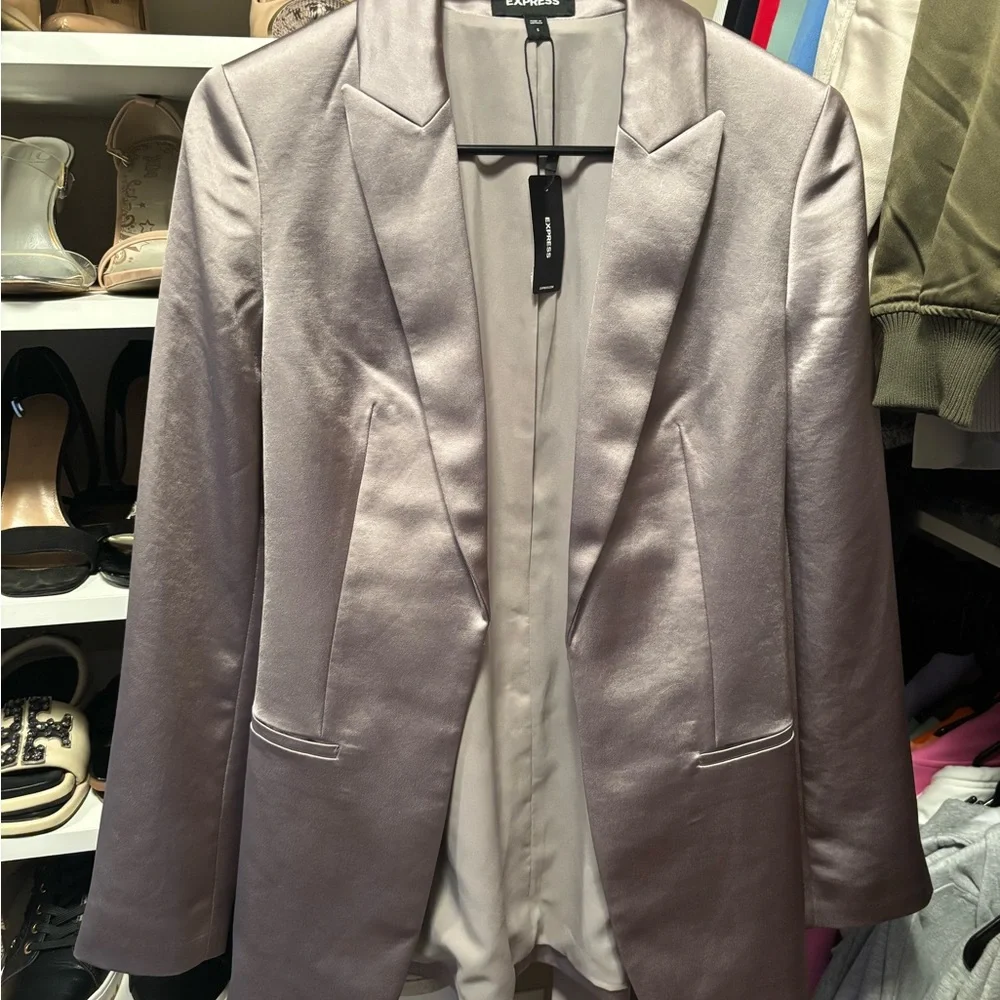 Express Satin Gray Blazer - Picture 6 of 8